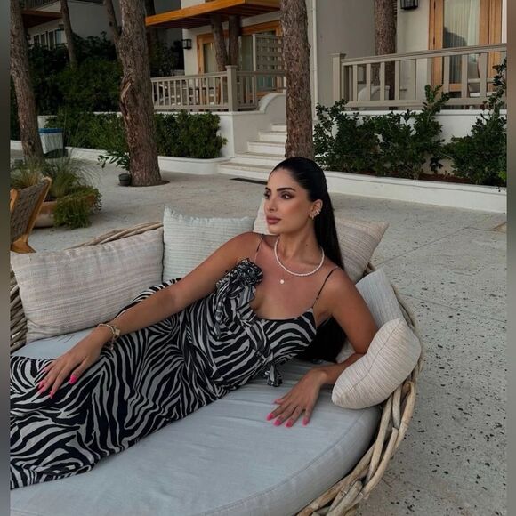 NWT ZARA RUFFLED LONG ANIMALβPRINT DRESS zebra satin maxi - Picture 11 of 16